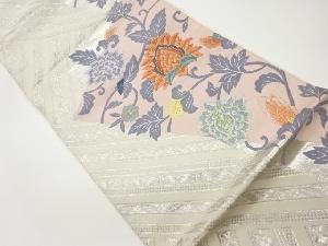 花唐草に斜め縞模様織出し袋帯